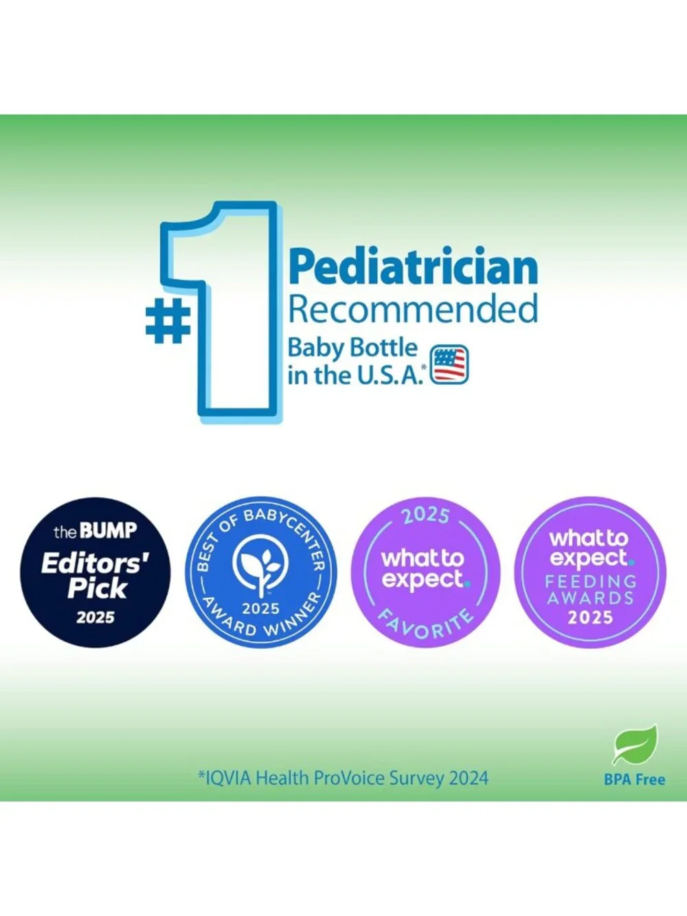 Anti-Colic Wide-Neck Glass Baby Bottles, 9 oz - Set of 3 for Easy Feeding